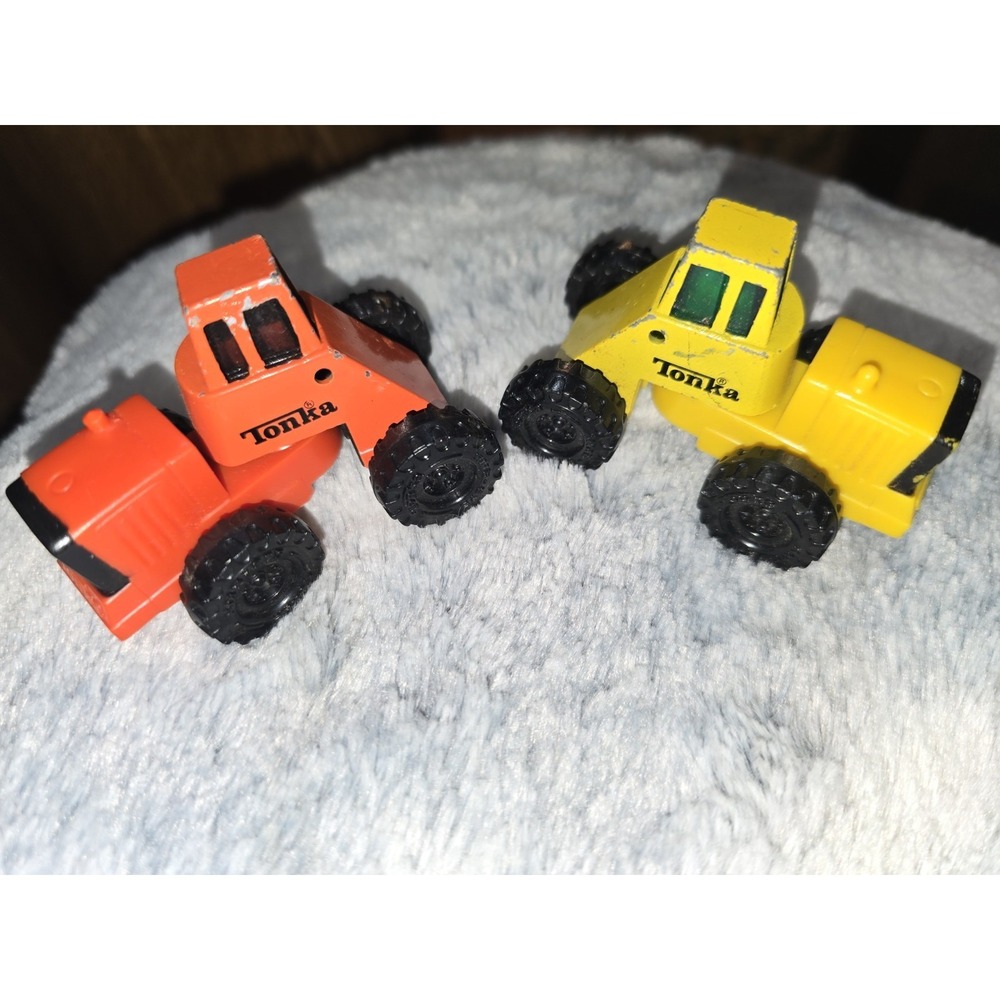 Vintage 1992 Orange & Yellow Tonka Farm Tractor Truck Construction Vehicle Lot